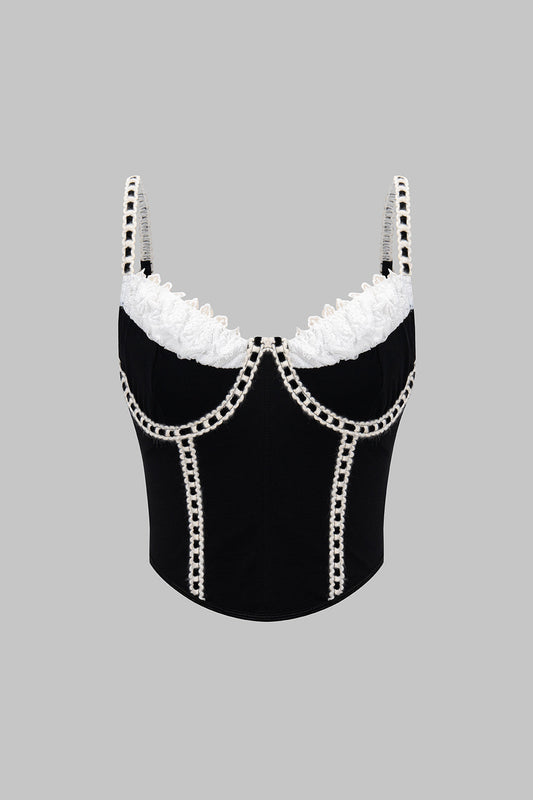 Ruched Mesh Patchwork Cami Top