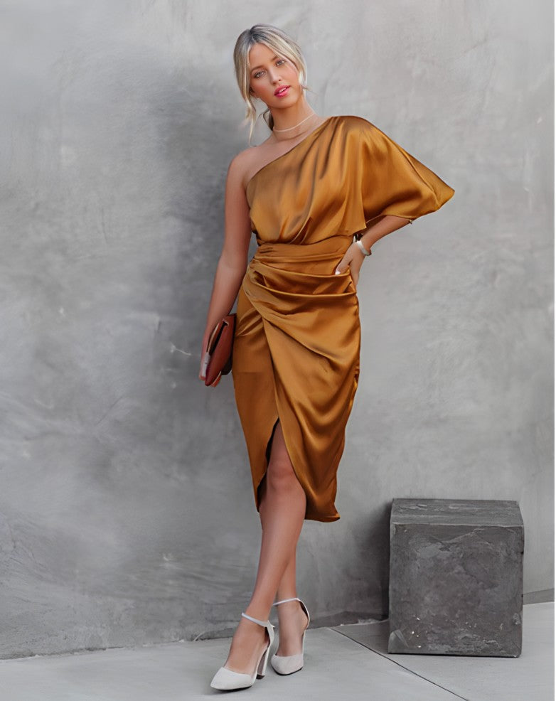 Julia - Elegant Silk Dress with Open Leg