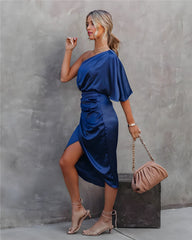 Julia - Elegant Silk Dress with Open Leg