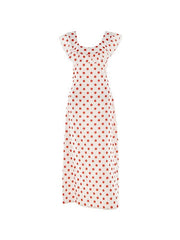 Off Shoulder Waist Ruffled Polka Dot Dress