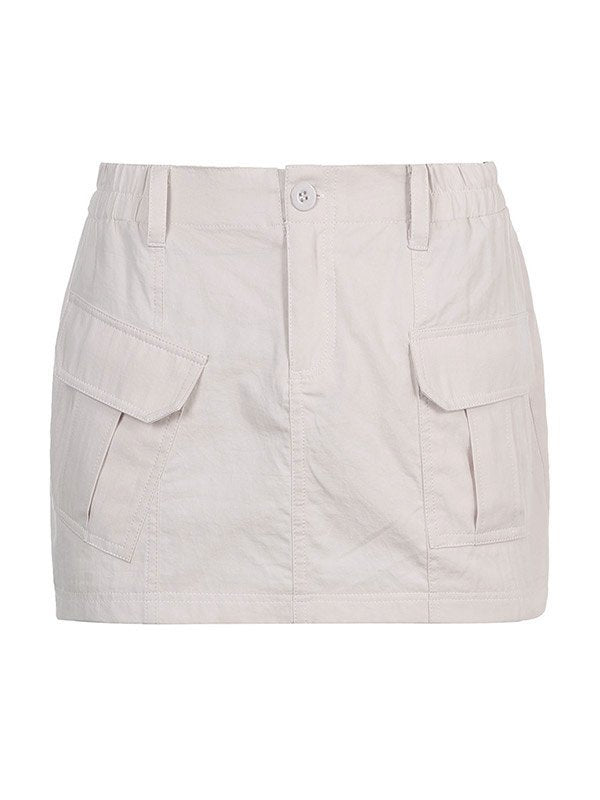 White Mini Skirt with Cargo Pockets