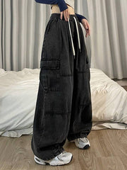 Black Vintage Punk Baggy Cargo Jeans