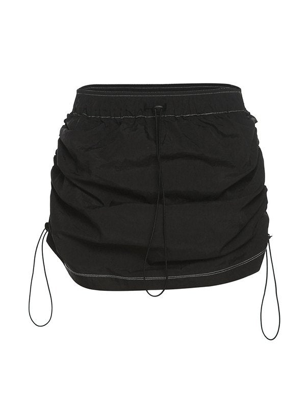 Baggy Parachute Mini Skirt with Drawstring