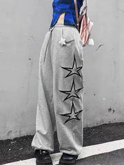 Baggy Sweatpants with Stars Embroidery