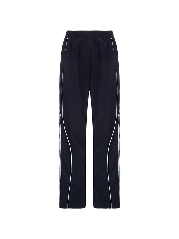 Striped Navy Blue Vintage Retro Sporty Baggy Sweatpants