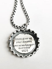 Vintage Bottle Cap Letter Engraved Pendant Necklace