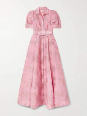 Elegant Pink Blouse Maxi Dress