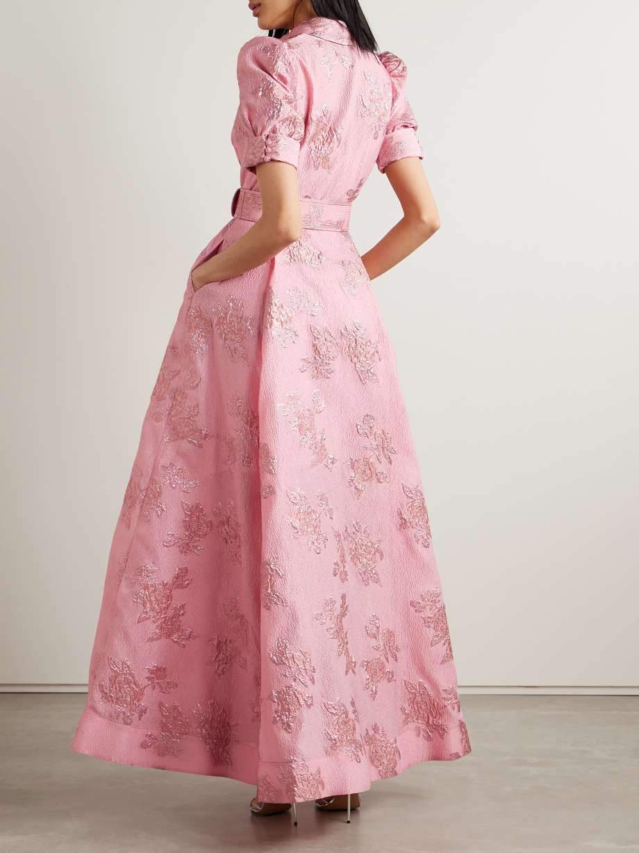 Elegant Pink Blouse Maxi Dress