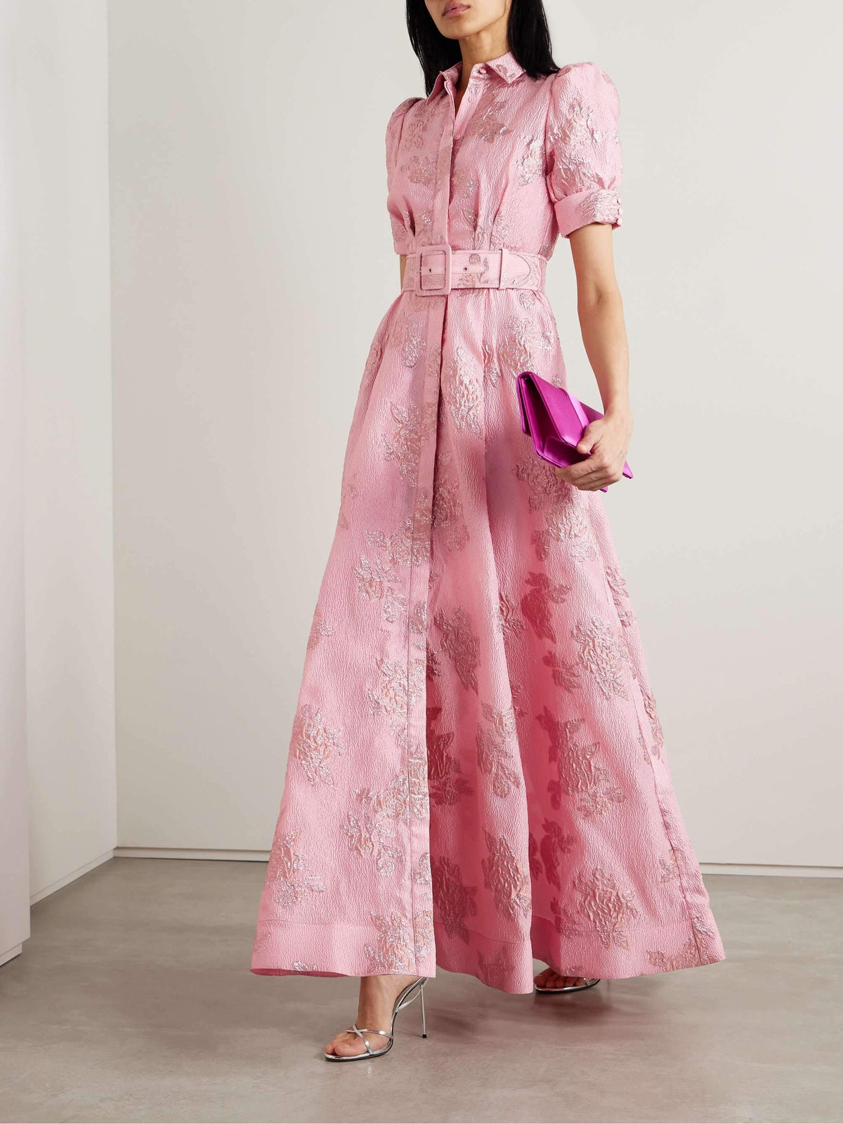 Elegant Pink Blouse Maxi Dress