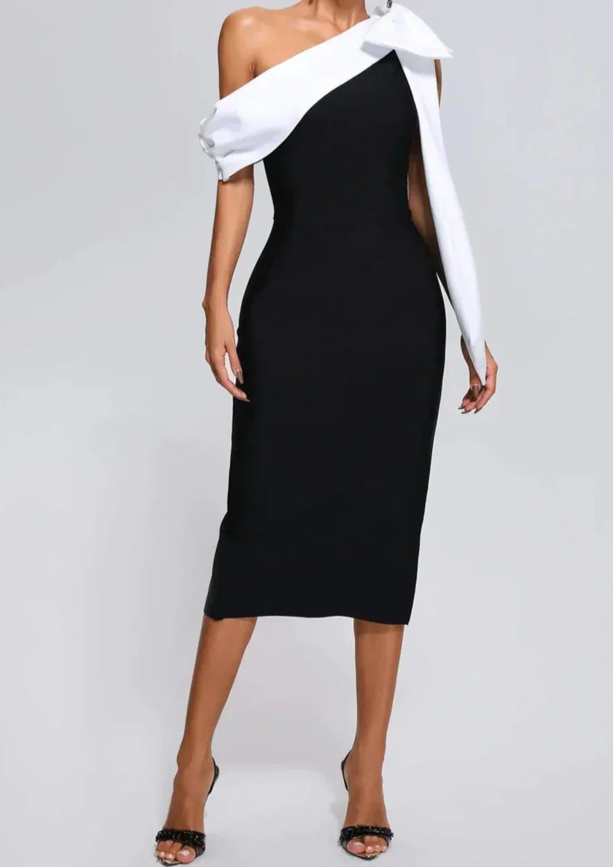 Sonia - One-Shoulder Slit Midi Dress