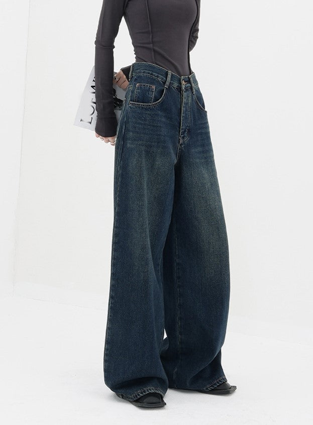 Dark Blue Vintage Baggy Boyfriend Jeans