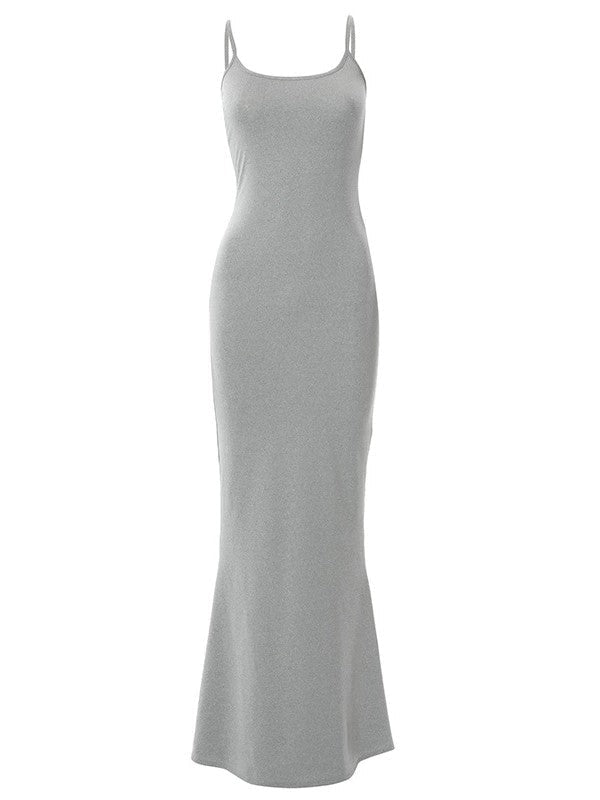 Classic Solid Color Slim Maxi Slip Dress