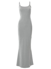 Classic Solid Color Slim Maxi Slip Dress