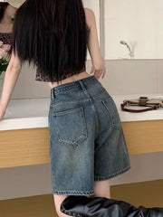 Vintage Distressed High Waist Boyfriend Shorts