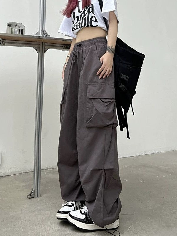 Vintage Y2K Drawstring Baggy Parachute Cargo Pants