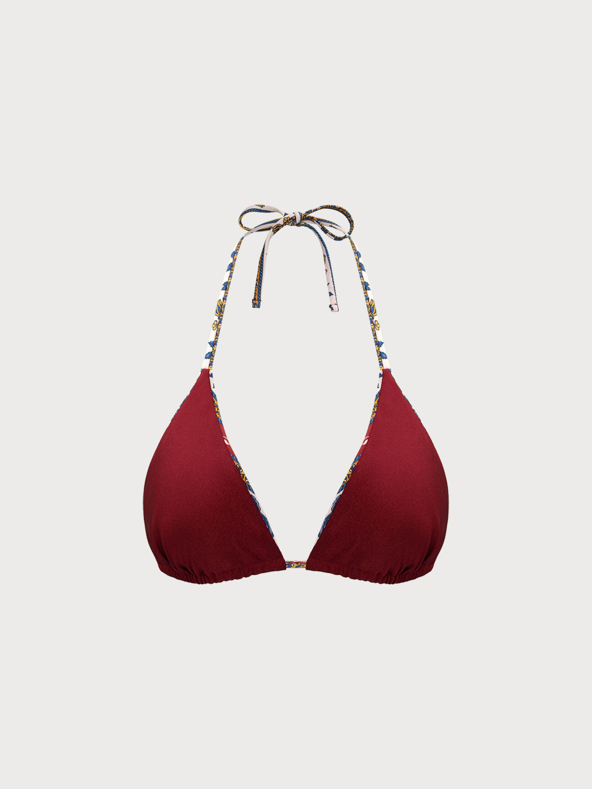 Burgundy Reversible Halter Triangle Bikini Top