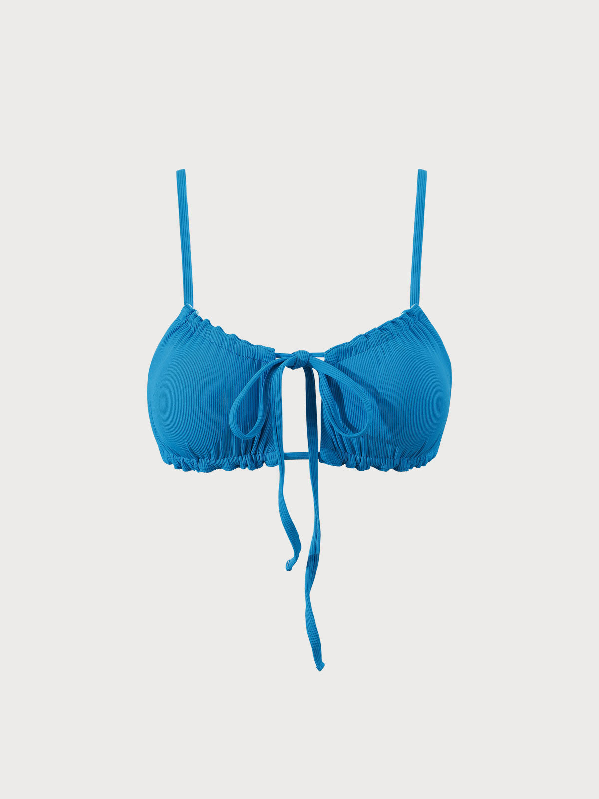 Blue Reversible Tie Front Bikini Top