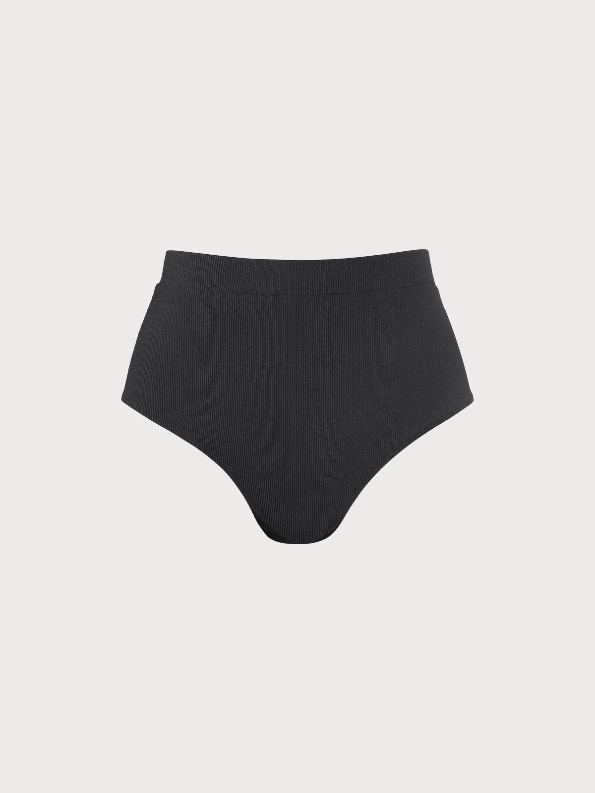 Black Ribbed Plus Size Bikini Bottom