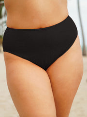 Black Ribbed Plus Size Bikini Bottom