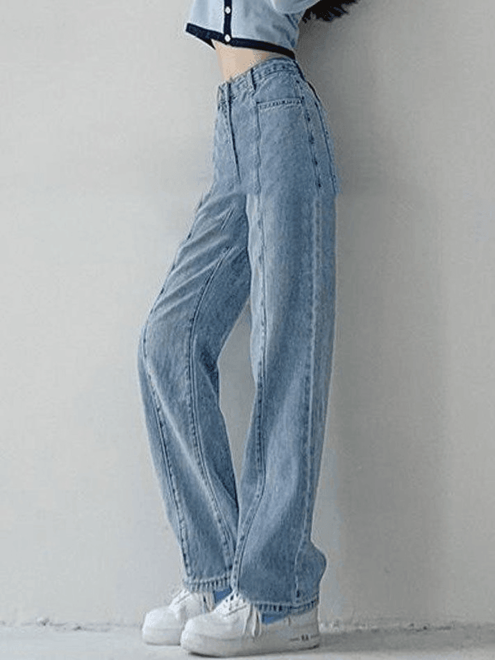 Blue Vintage Seam Detail Washed Boyfriend Jeans