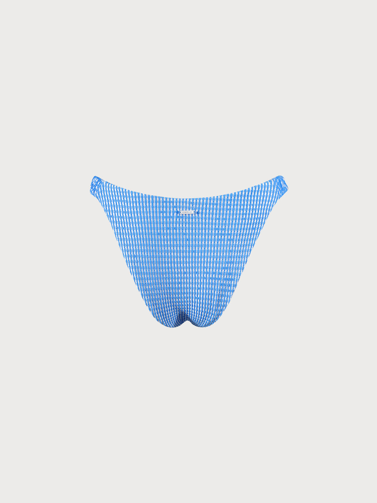 Blue Textured Striped Bikini Bottom