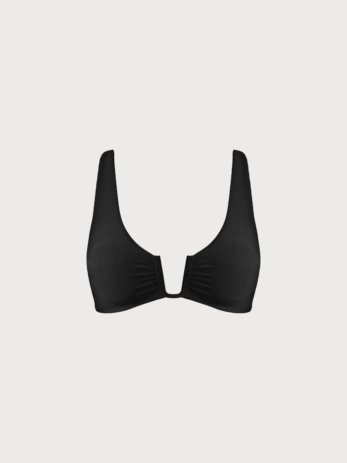 Black U-Ring Cross Back Plus Size Bikini Top